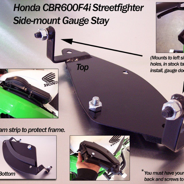 99-06 Honda F4i streetfighter side-mount gauge stay